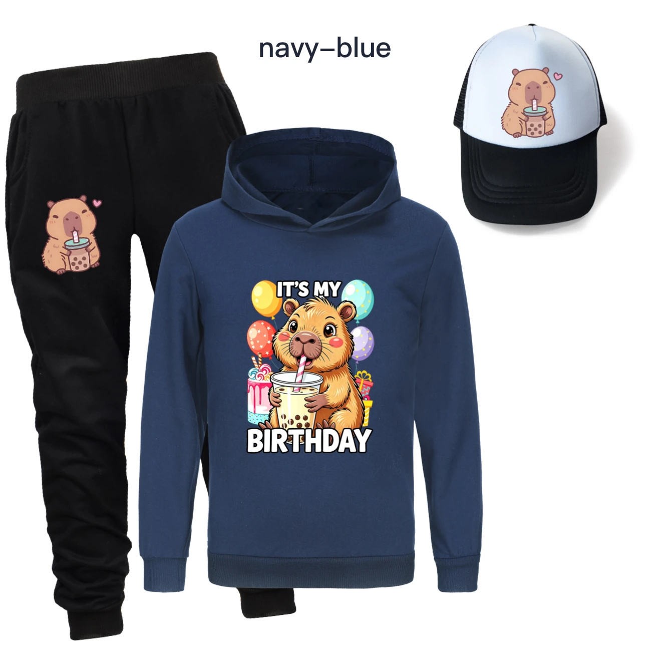 Three-Piece Hoodie, Jogger & Hat Set — 5821 Edition, Style 09 · Navy