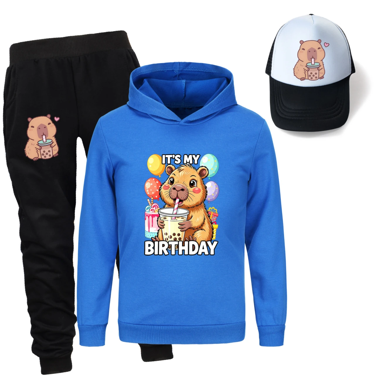 Three-Piece Hoodie, Jogger & Hat Set — 5821 Edition, Style 10 · Deep Blue