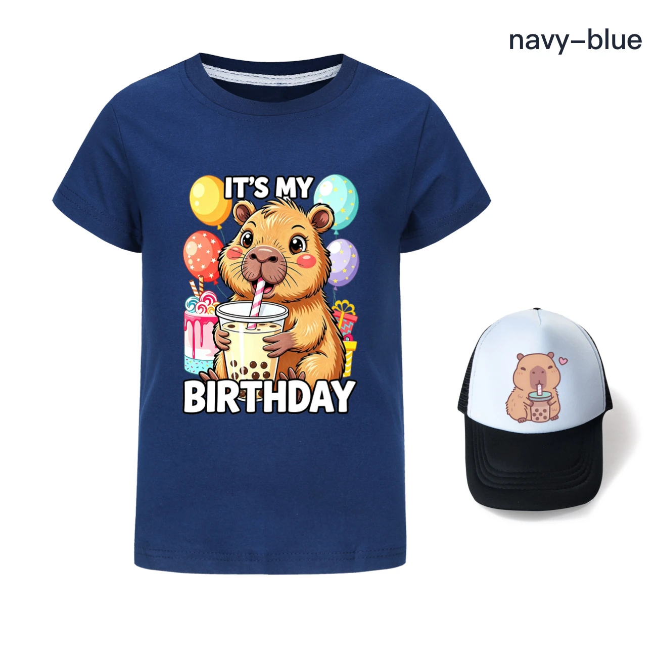Graphic Tee & Sun Hat Set — 5821 Edition, Style 09 · Navy