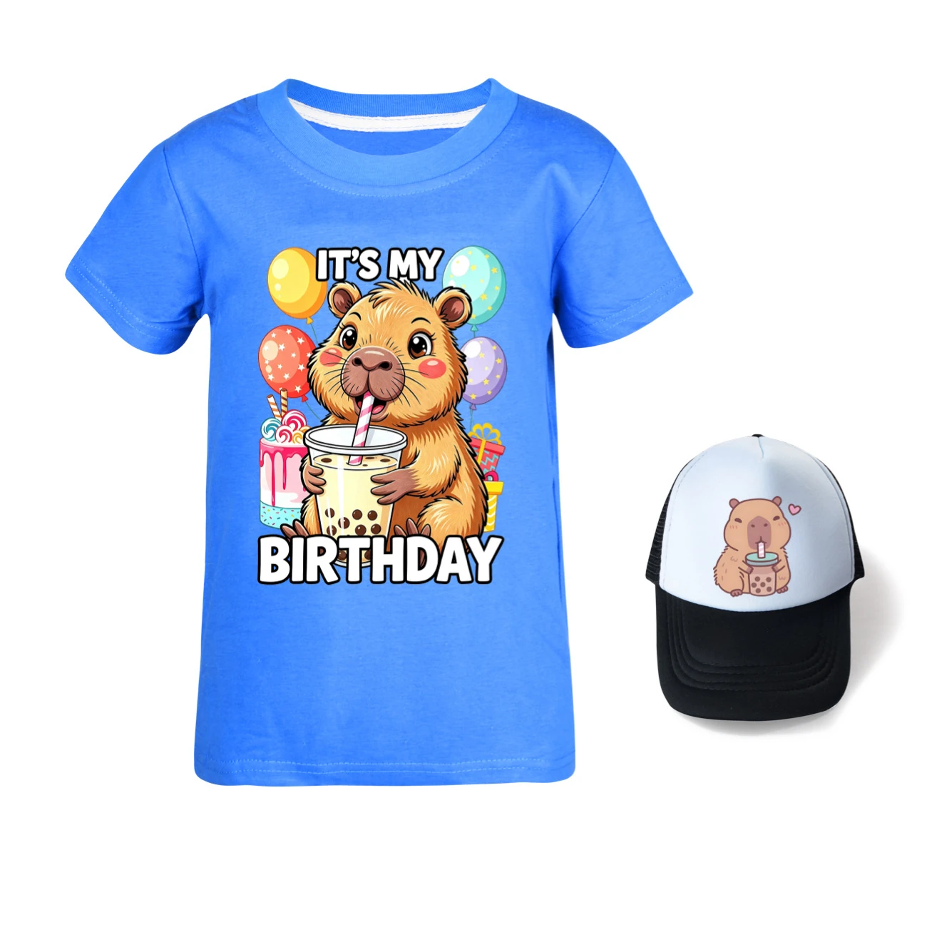 Graphic Tee & Sun Hat Set — 5821 Edition, Style 10 · Deep Blue