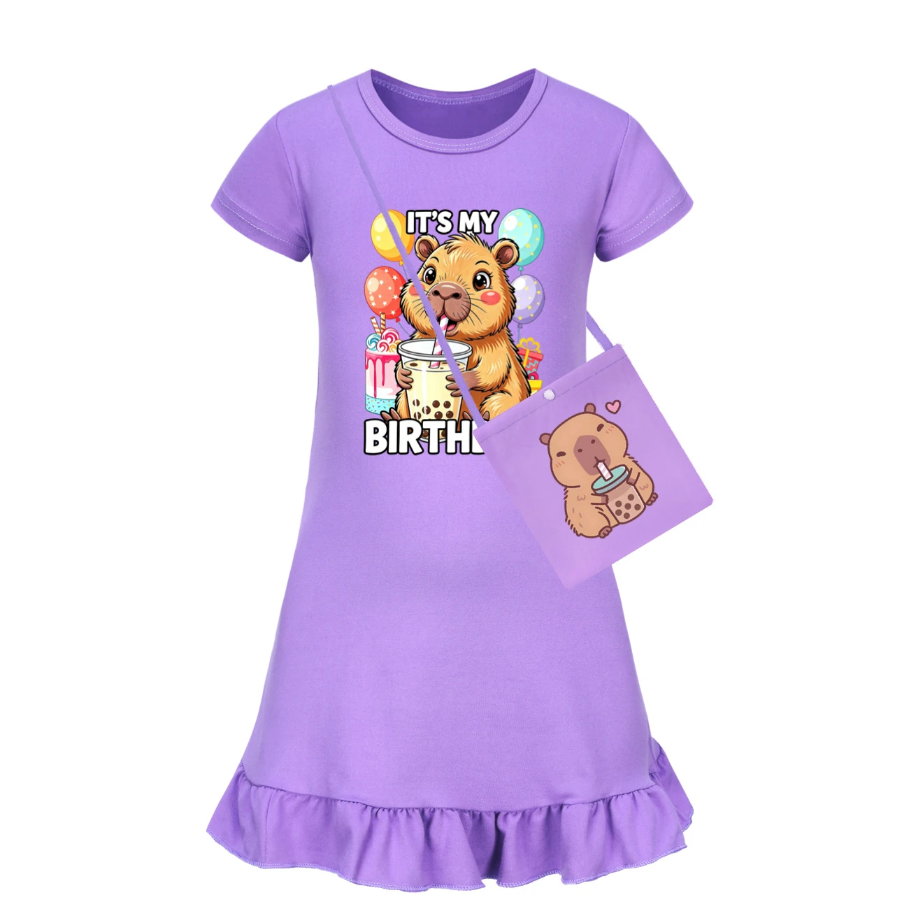 Ruffle-Hem Jersey Sleep Dress — 5821 Edition, clean product view