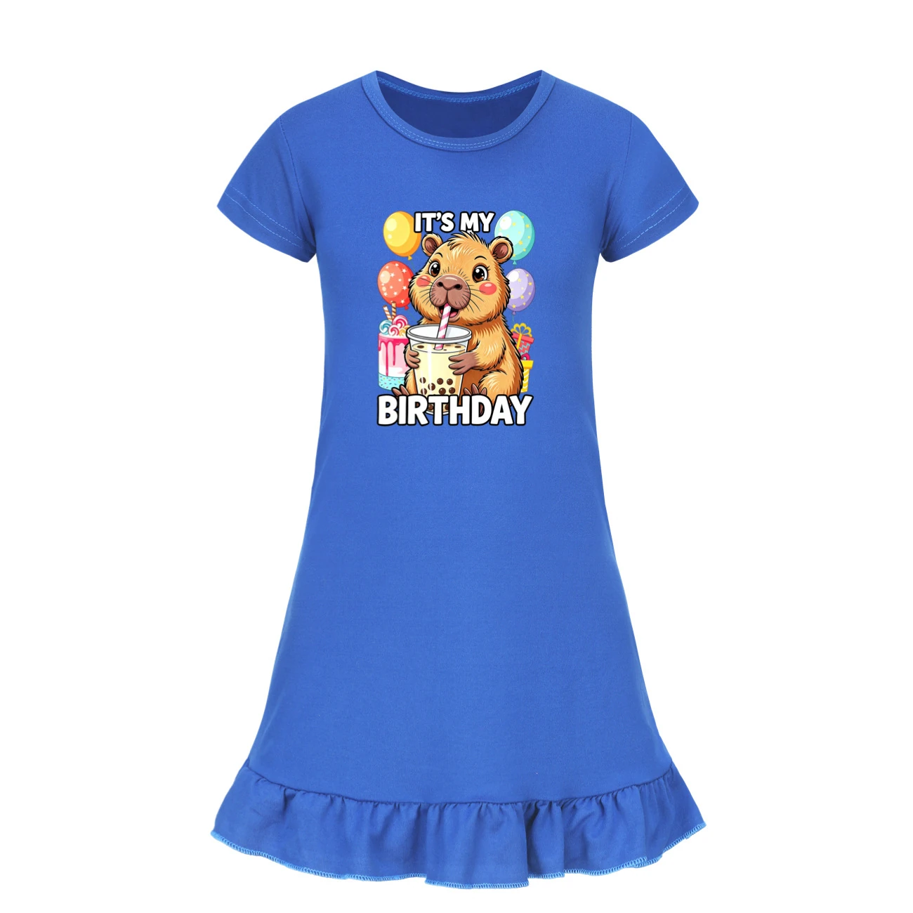 Ruffle-Hem Jersey Sleep Dress — 5821 Edition, Style 11 · Deep Blue