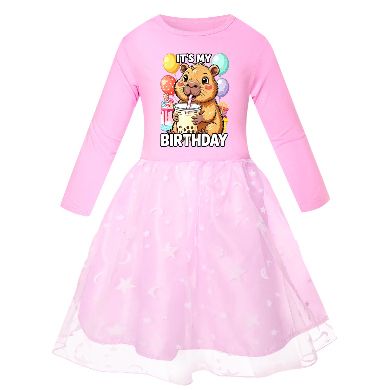 Rainbow Tulle Twirl Dress — 5821 Edition, Style 04 · Star Tulle · Pink