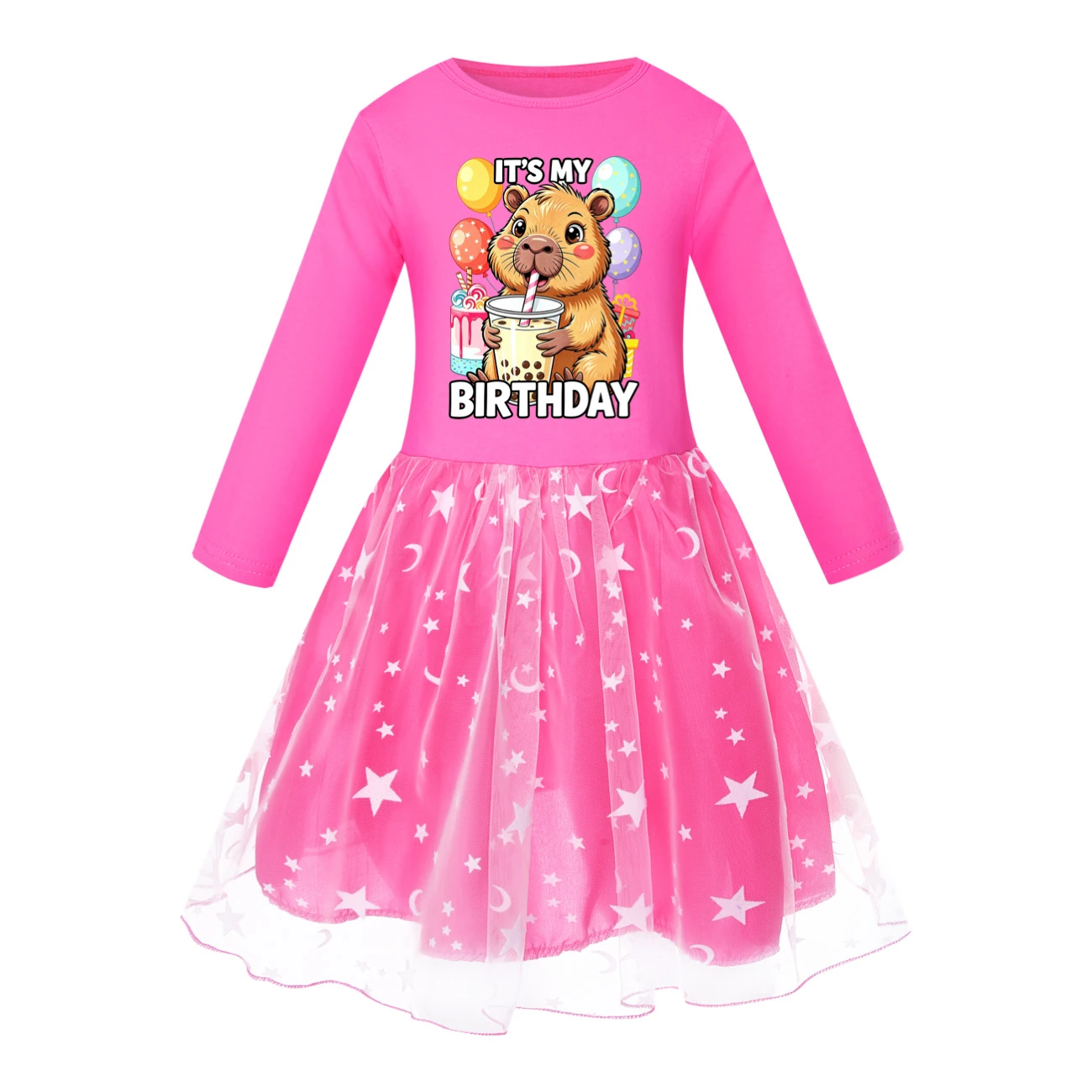 Rainbow Tulle Twirl Dress — 5821 Edition, Style 05 · Star Tulle · Rose