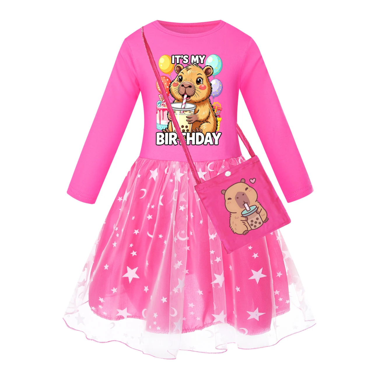 Rainbow Tulle Twirl Dress — 5821 Edition, Style 08 · Star Tulle · with Bag · Rose