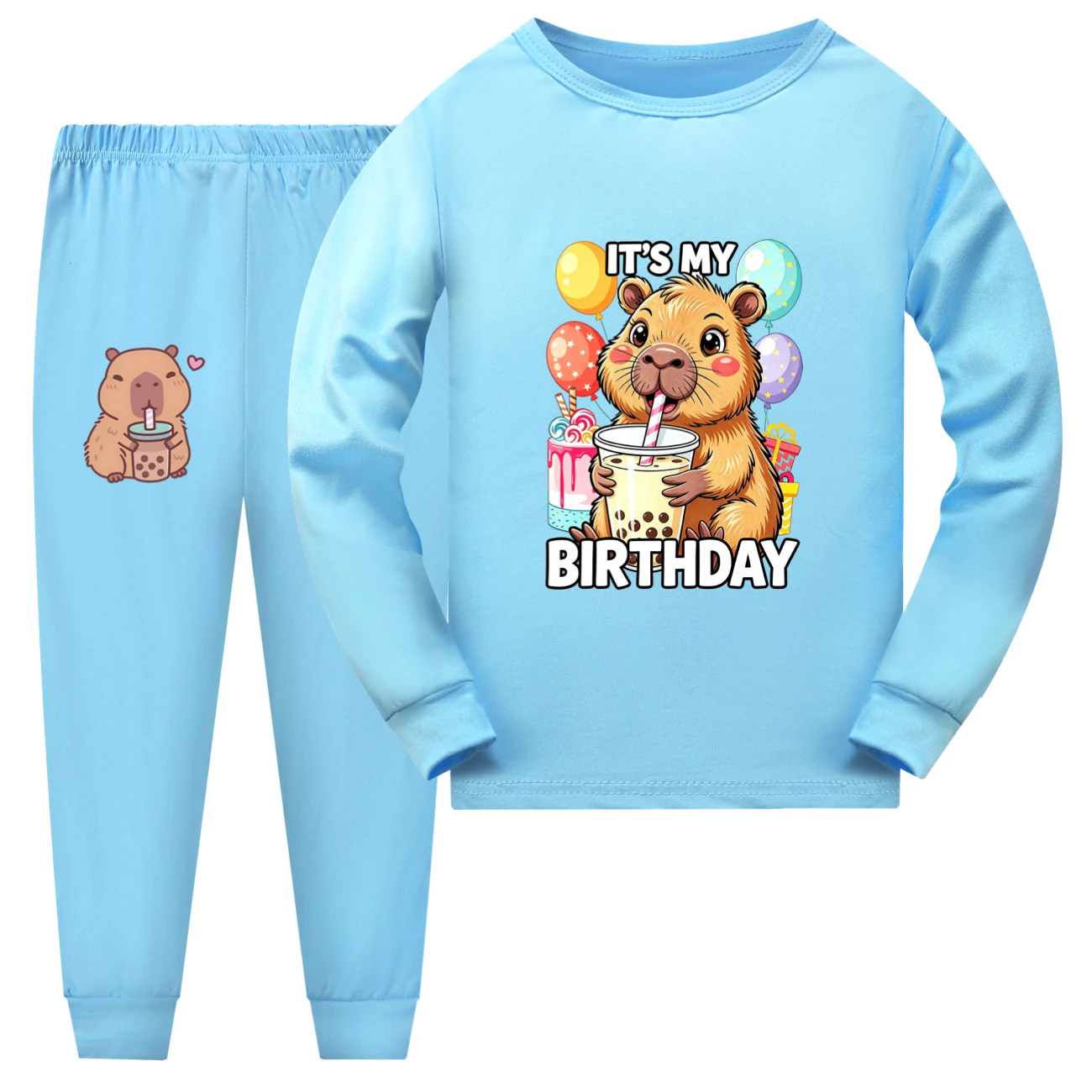 Family Lounge Set — 5821 Edition, Style 10 · Long Sleeve · Light Blue