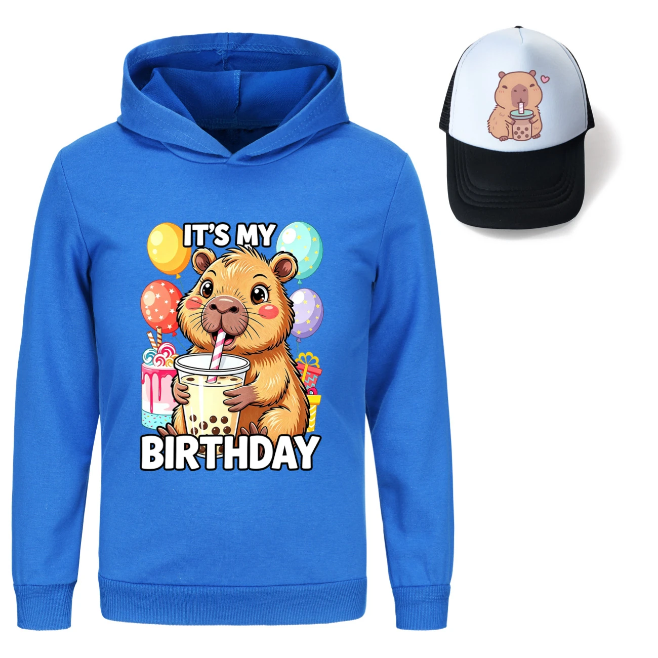 Graphic Hoodie & Sun Hat Set — 5821 Edition, Style 10 · Deep Blue