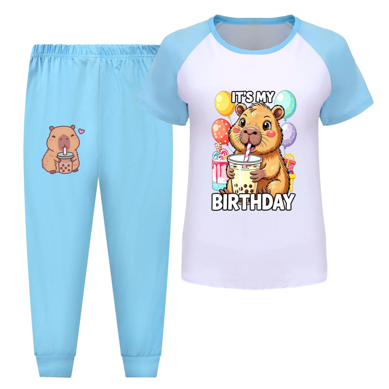 Tee & Shorts Active Set — 5821 Edition, Style 11 · Pants · Light Blue