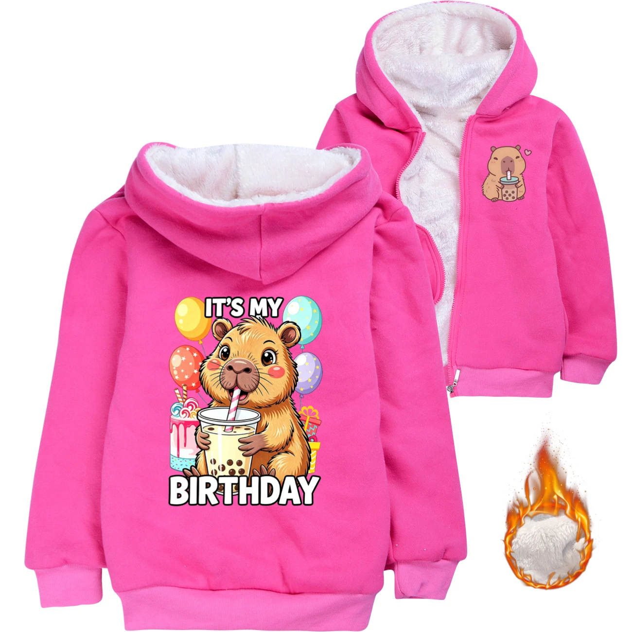 Warm-Lined Graphic Hoodie — 5821 Edition, Style 01 · Padded · Rose