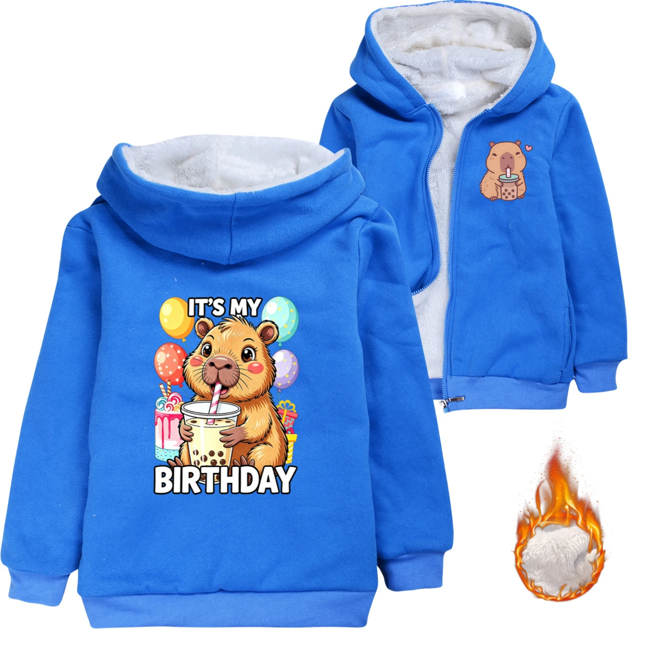 Warm-Lined Graphic Hoodie — 5821 Edition, Style 04 · Padded · Blue
