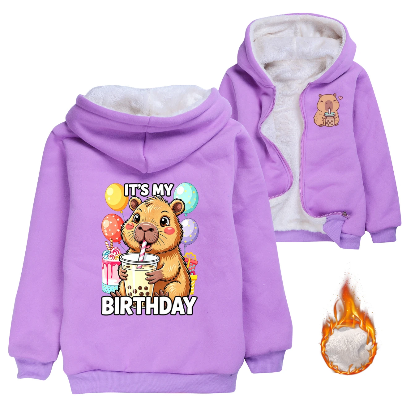Warm-Lined Graphic Hoodie — 5821 Edition, Style 06 · Padded · Purple