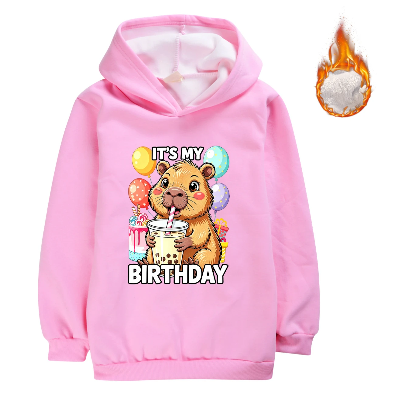 Warm-Lined Graphic Hoodie — 5821 Edition, Style 07 · Pink