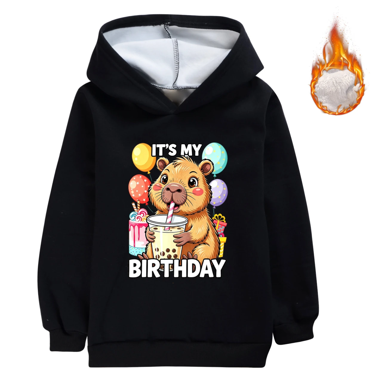 Warm-Lined Graphic Hoodie — 5821 Edition, Style 08 · Black