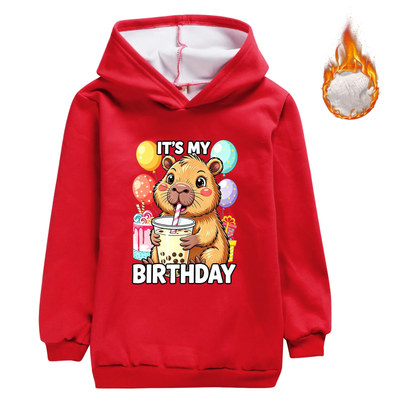 Warm-Lined Graphic Hoodie — 5821 Edition, Style 12 · Red