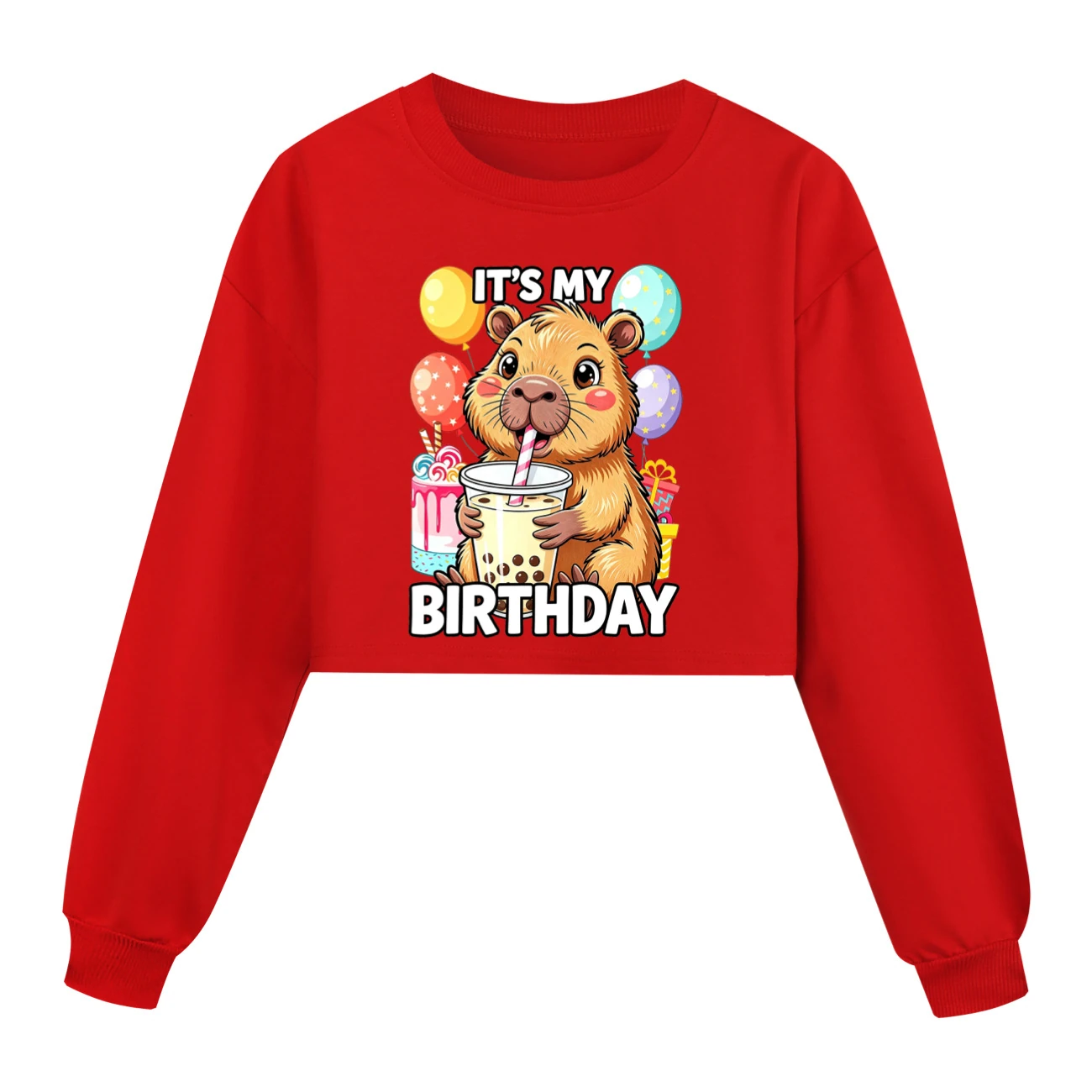 Cropped Sweatshirt Play Set — 5821 Edition, Style 03 · Red