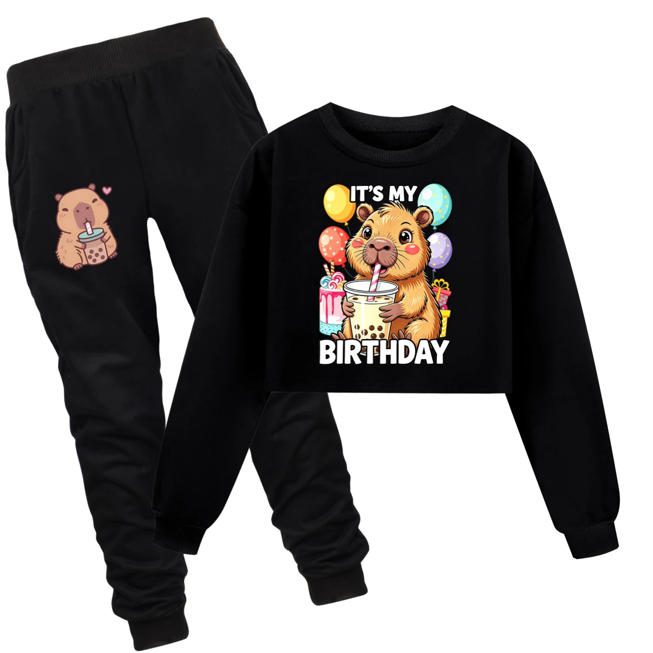Cropped Sweatshirt Play Set — 5821 Edition, Style 11 · Set · Black