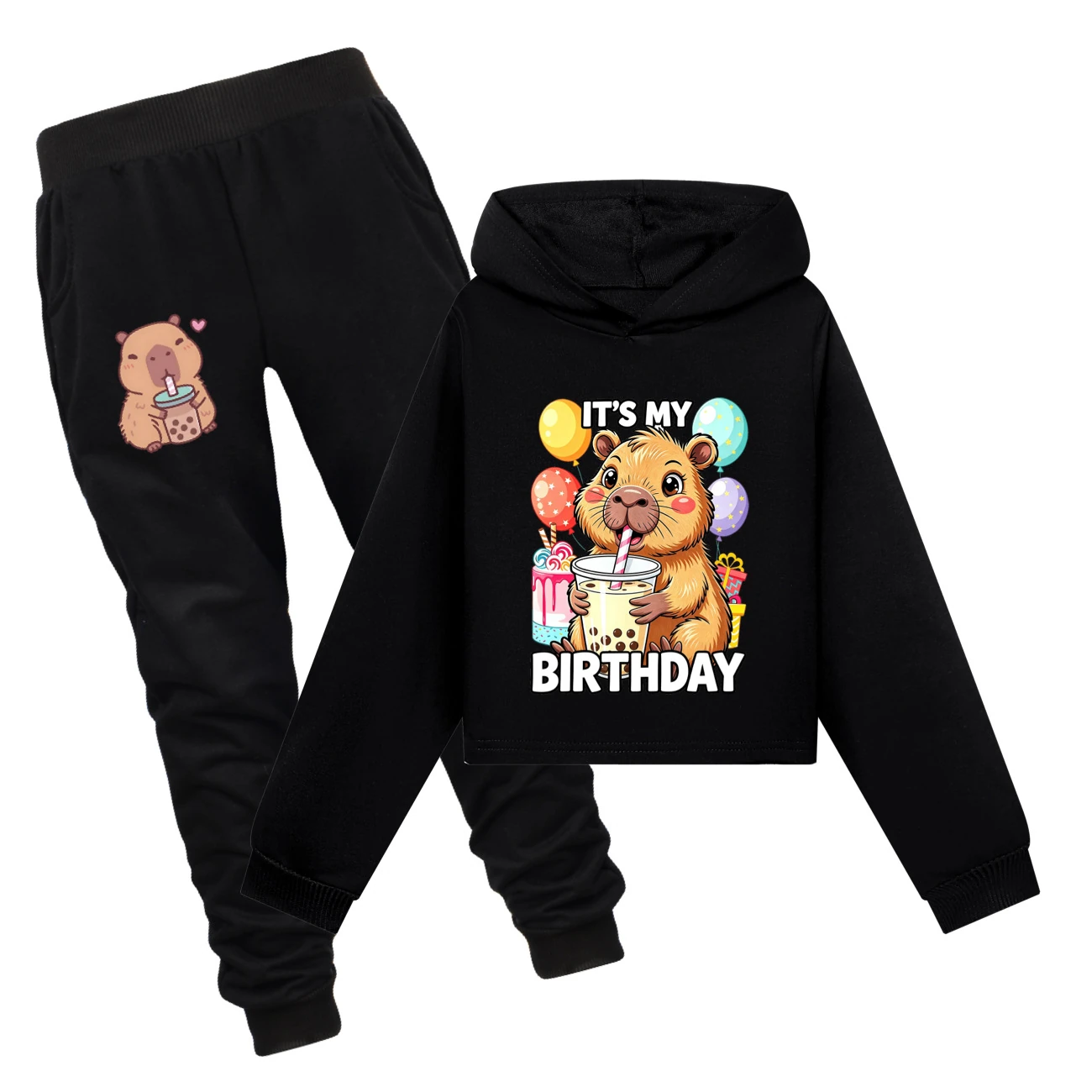 Cropped Hoodie Set — 5821 Edition, Style 10 · Set · Black