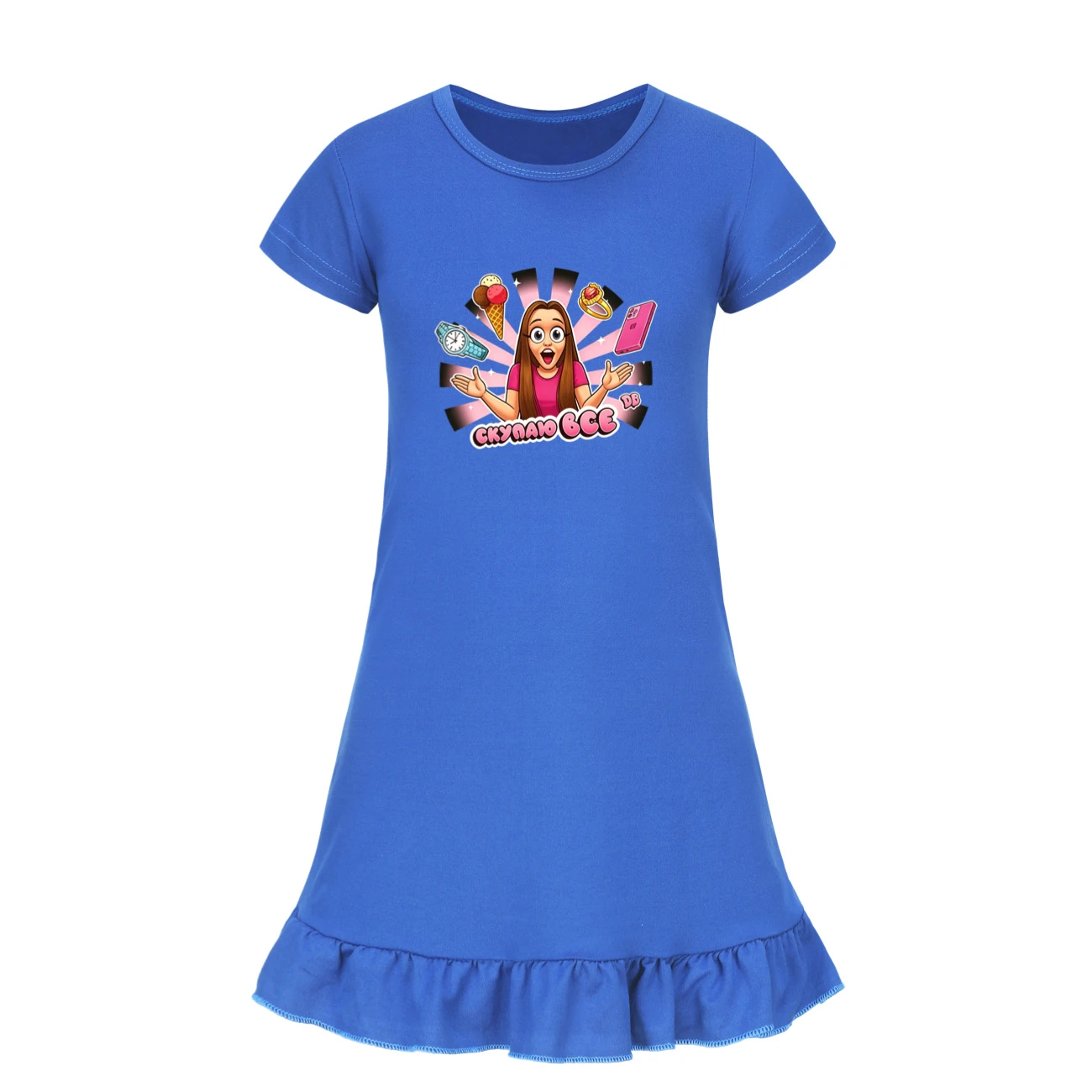 Ruffle-Hem Jersey Sleep Dress — 5822 Edition, Style 11 · Deep Blue