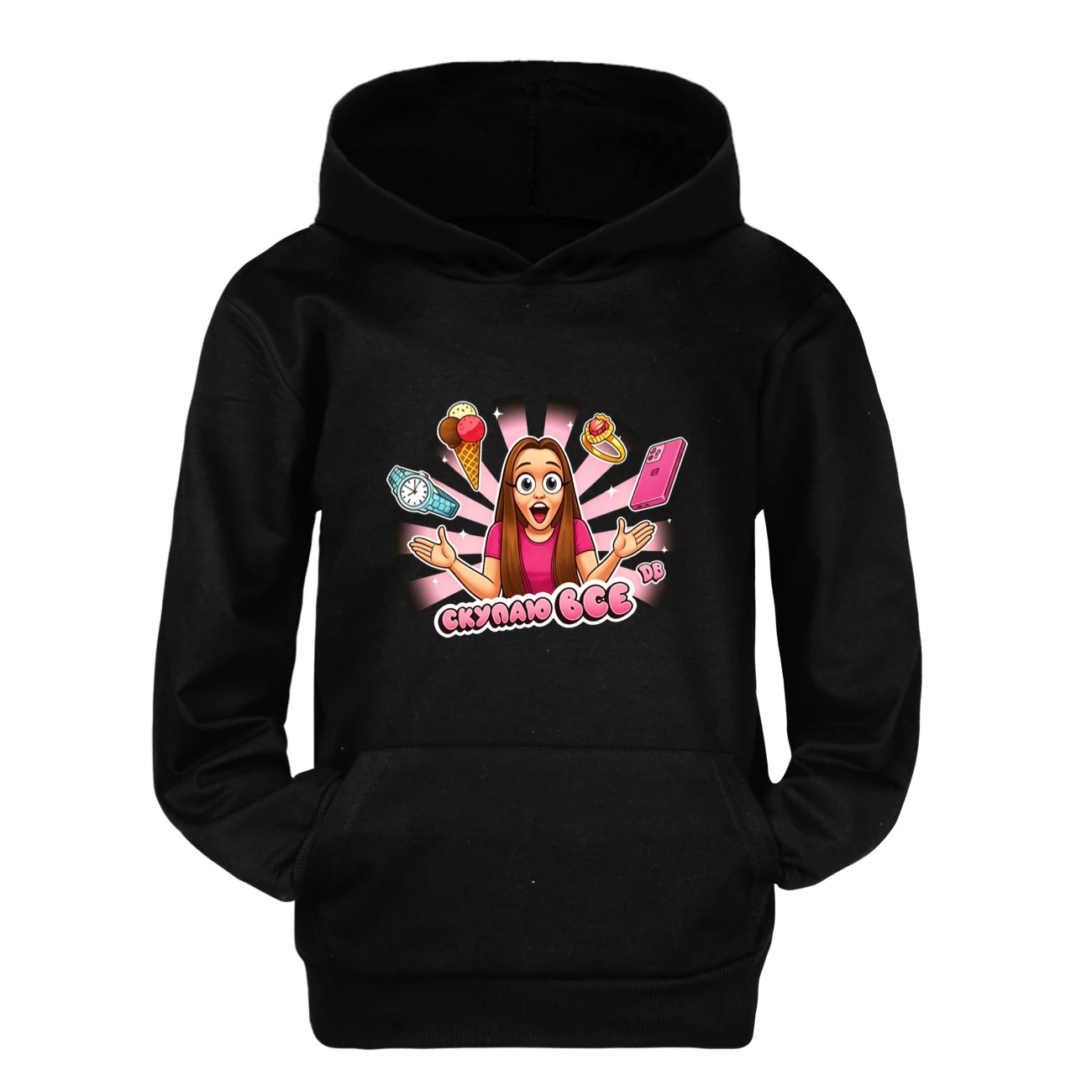 Pouch-Pocket Hoodie Set — 5822 Edition, Style 08 · Black