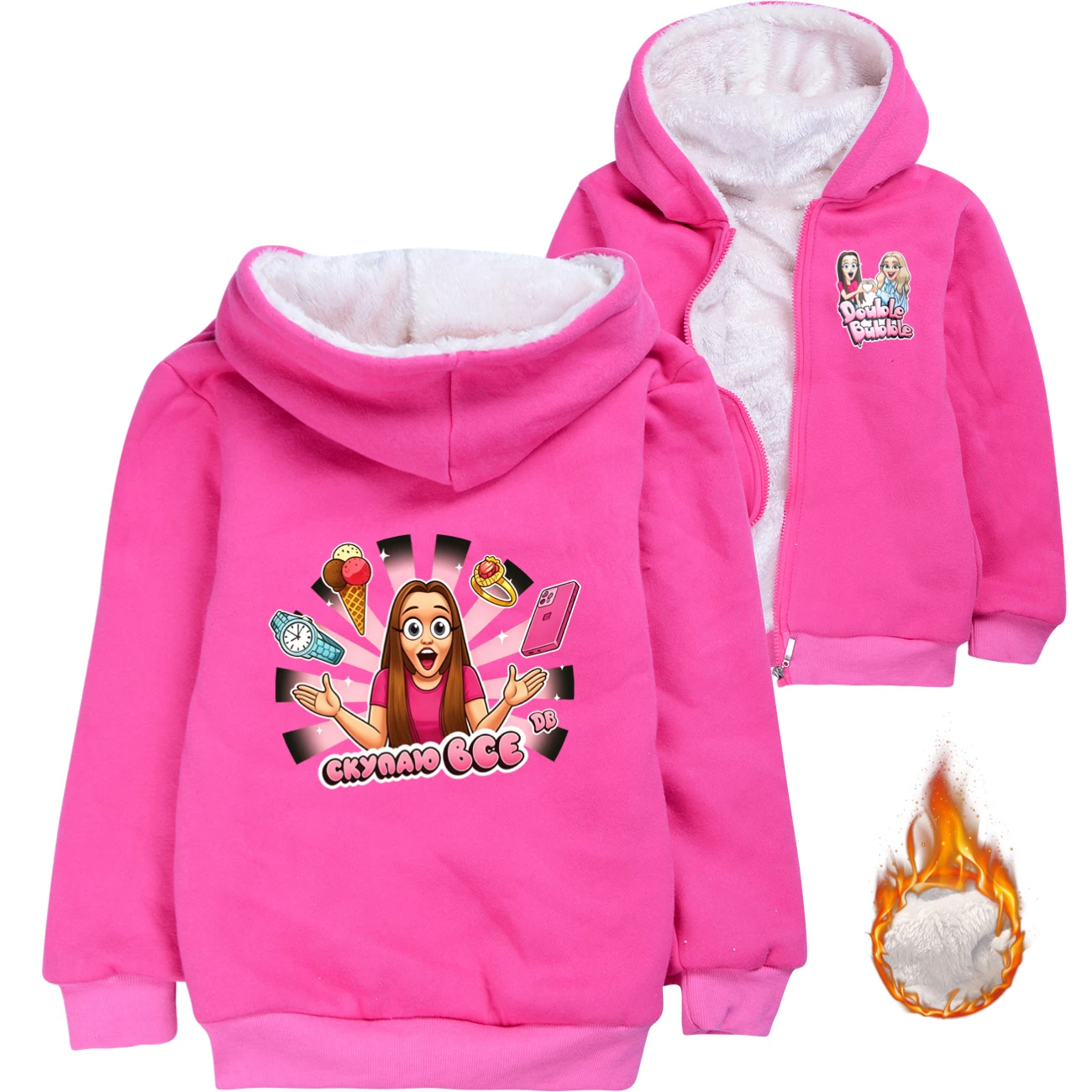 Warm-Lined Graphic Hoodie — 5822 Collection A, clean product view