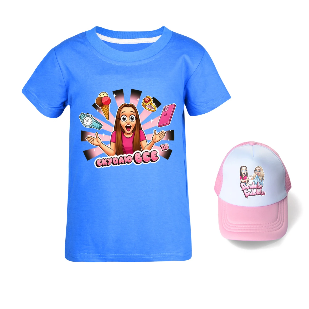Graphic Tee & Sun Hat Set — 5822 Edition, Style 10 · Deep Blue