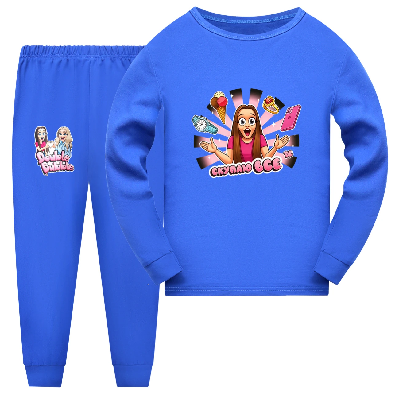 Family Lounge Set — 5822 Edition, Style 12 · Long Sleeve · Blue