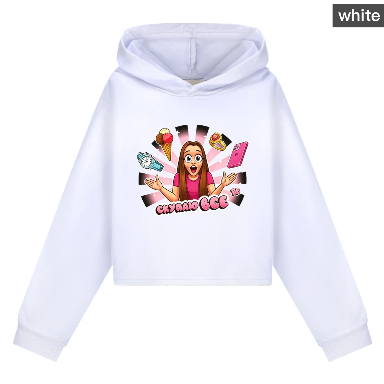 Cropped Hoodie Set — 5822 Edition, Style 02 · White