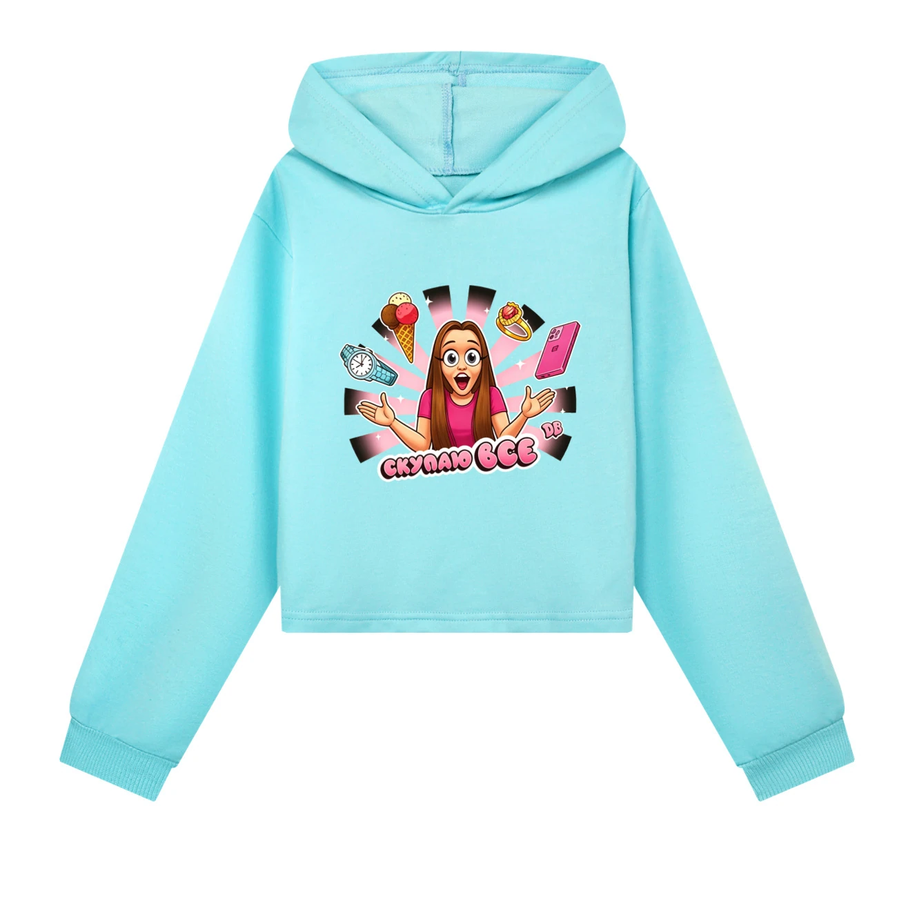 Cropped Hoodie Set — 5822 Edition, Style 04 · Sky Blue