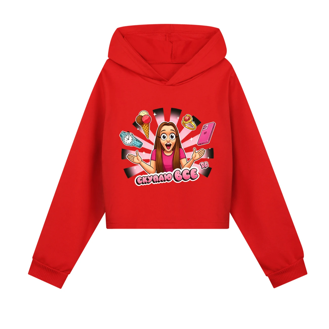 Cropped Hoodie Set — 5822 Edition, Style 05 · Red