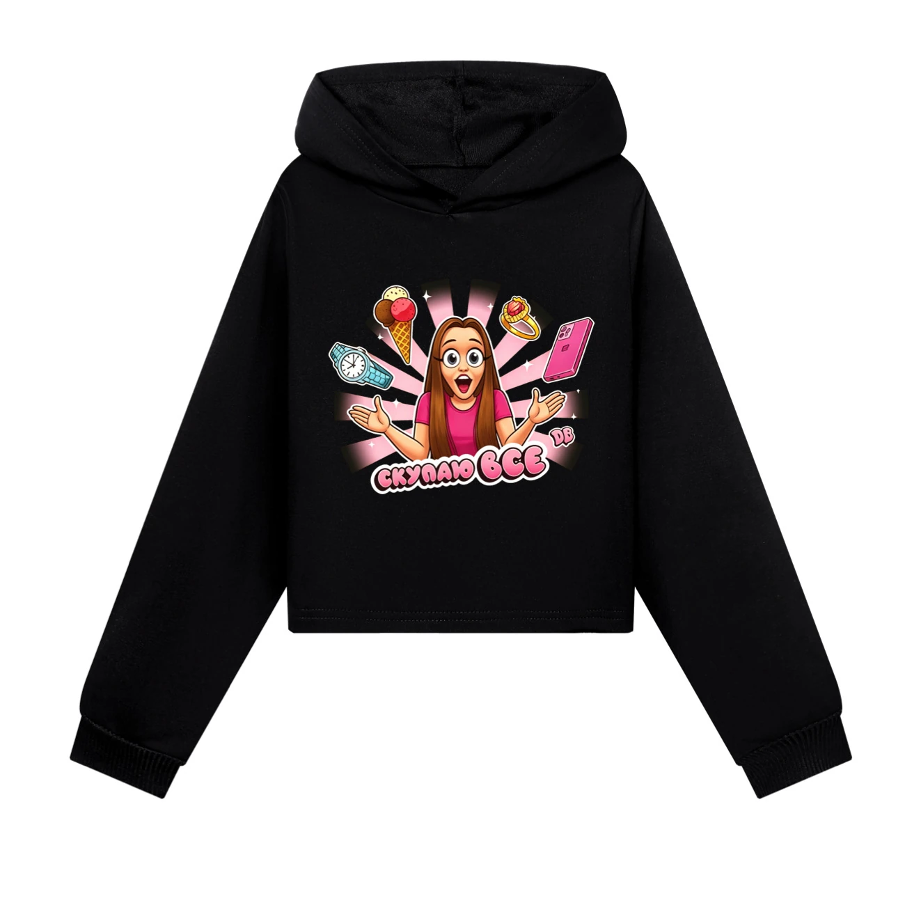Cropped Hoodie Set — 5822 Edition, Style 06 · Black