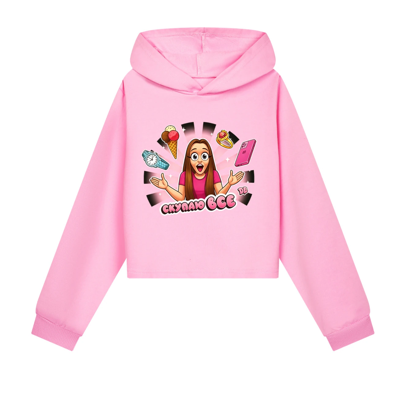 Cropped Hoodie Set — 5822 Edition, Style 07 · Pink