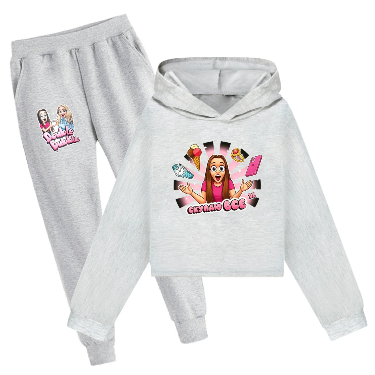Cropped Hoodie Set — 5822 Edition, Style 11 · Set · Grey