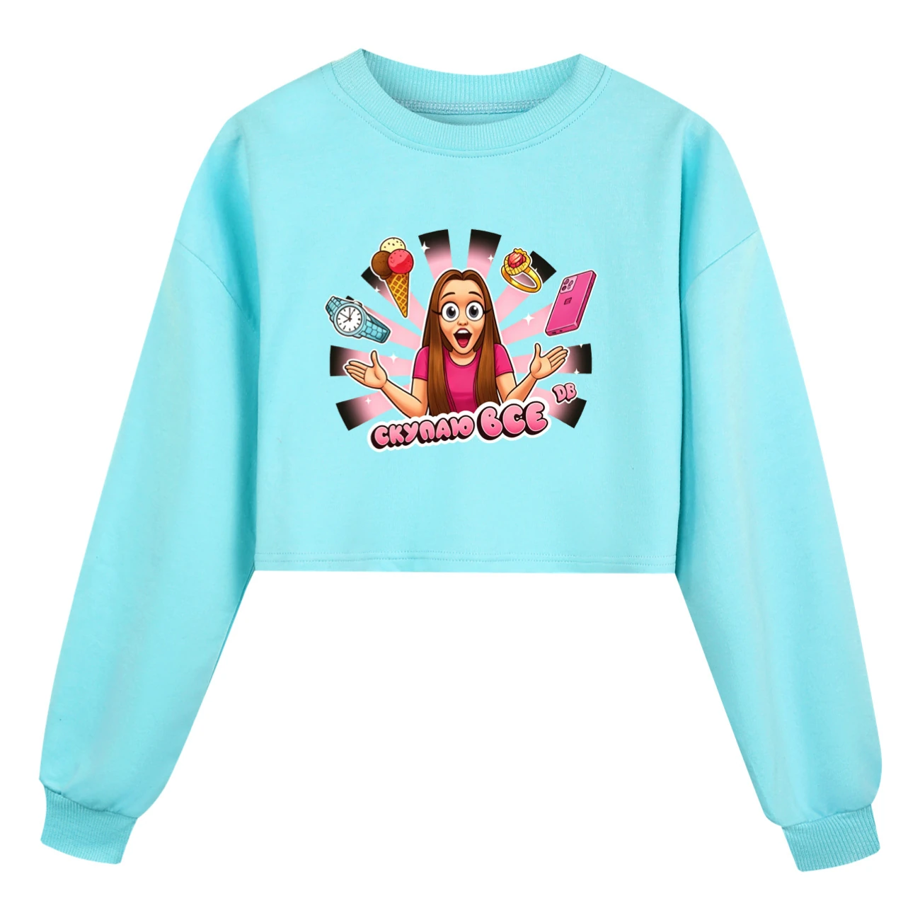 Cropped Sweatshirt Play Set — 5822 Edition, Style 02 · Sky Blue