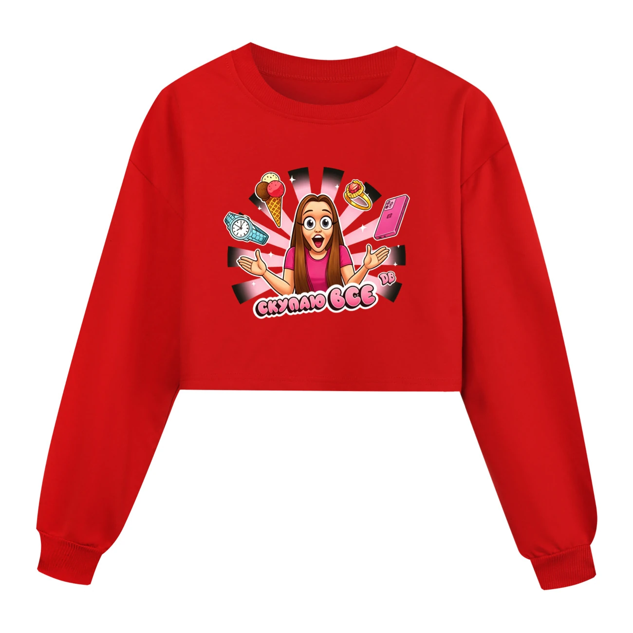 Cropped Sweatshirt Play Set — 5822 Edition, Style 03 · Red