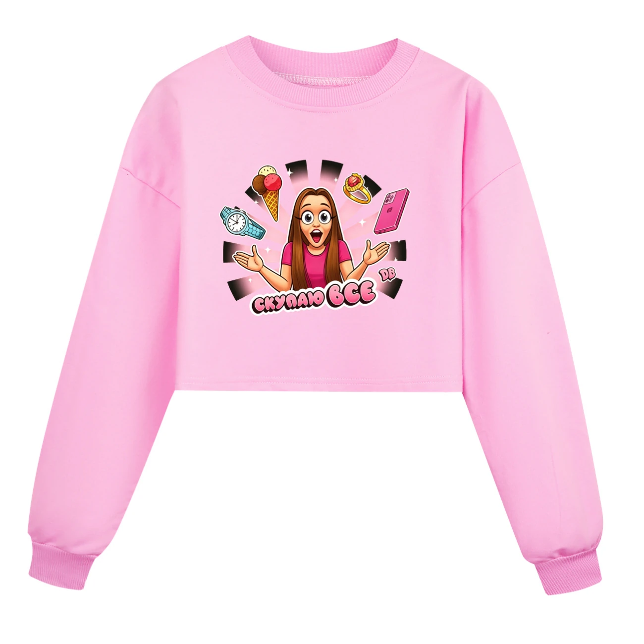 Cropped Sweatshirt Play Set — 5822 Edition, Style 05 · Pink