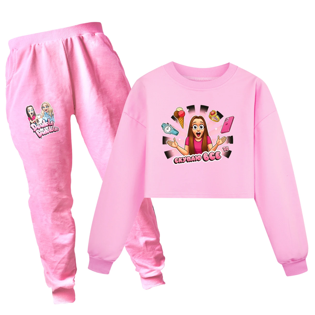 Cropped Sweatshirt Play Set — 5822 Edition, Style 10 · Set · Pink