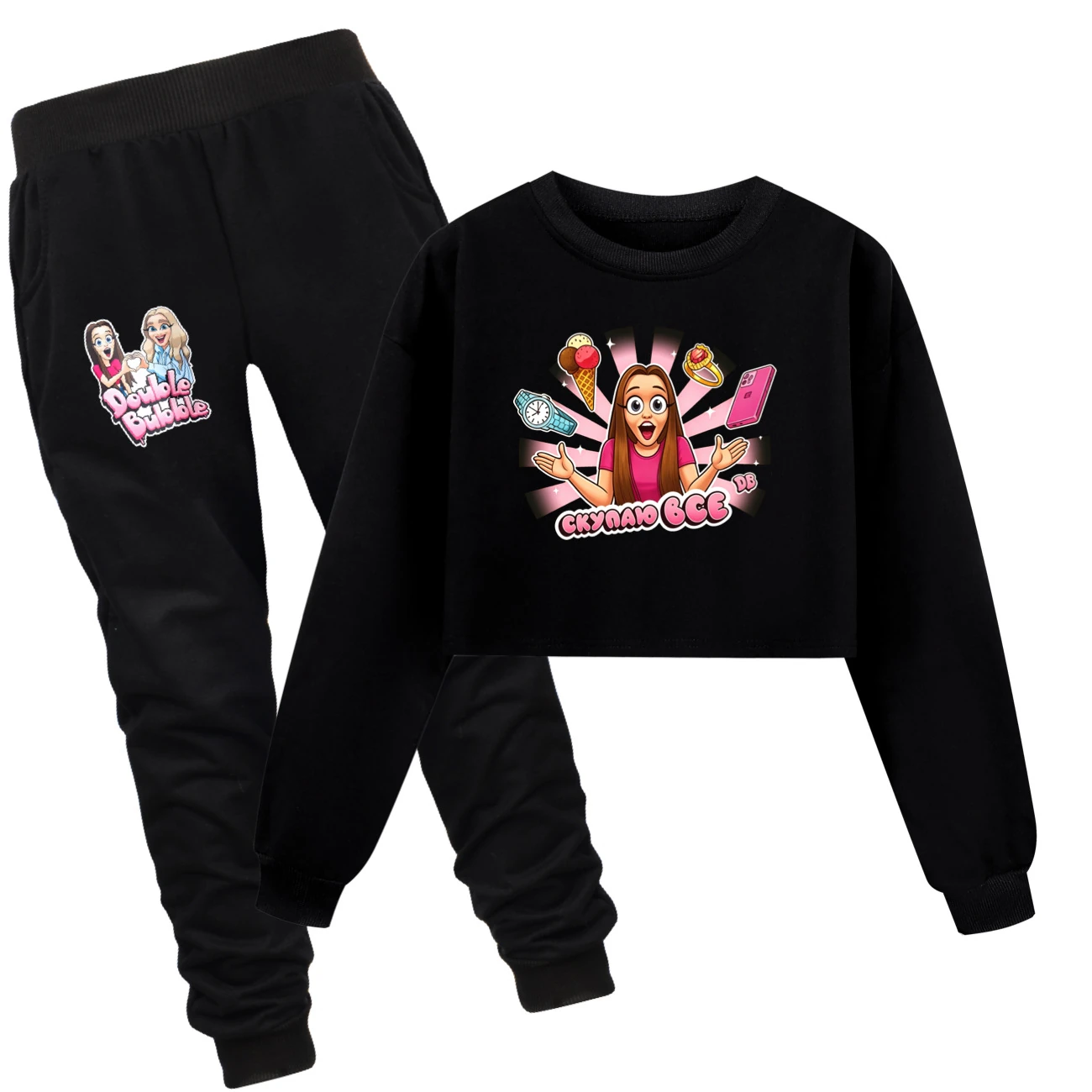 Cropped Sweatshirt Play Set — 5822 Edition, Style 11 · Set · Black