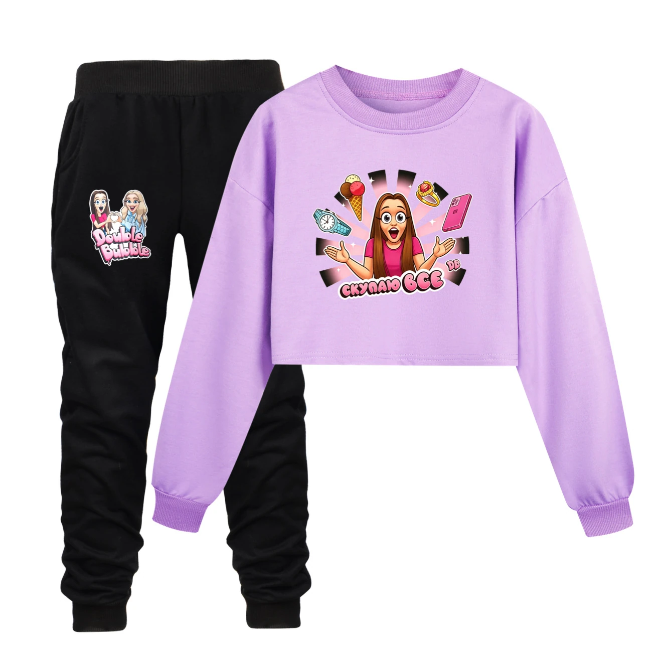 Cropped Sweatshirt Play Set — 5822 Edition, Style 12 · Set · Purple