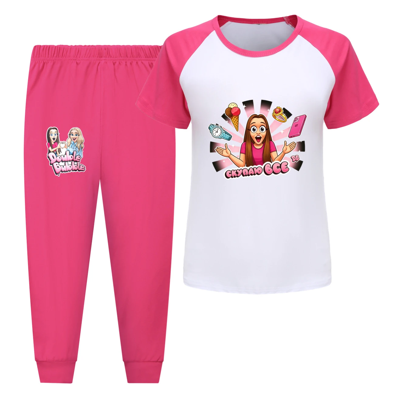 Tee & Shorts Active Set — 5822 Edition, Style 09 · Pants · Rose