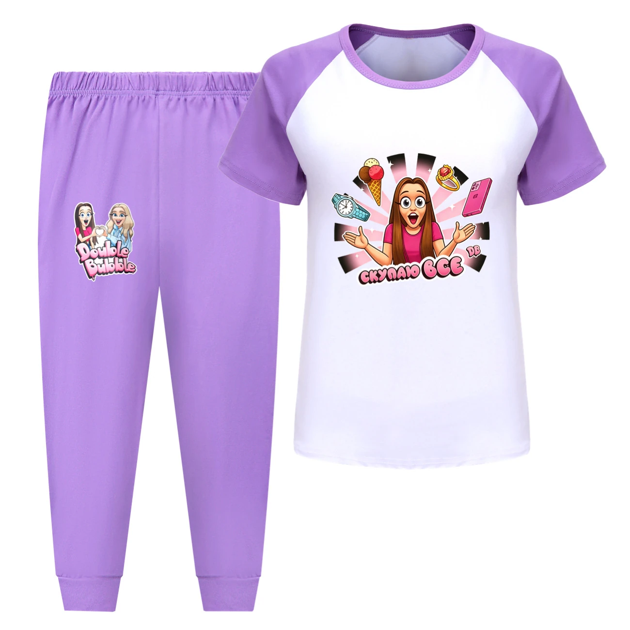 Tee & Shorts Active Set — 5822 Edition, Style 10 · Pants · Purple