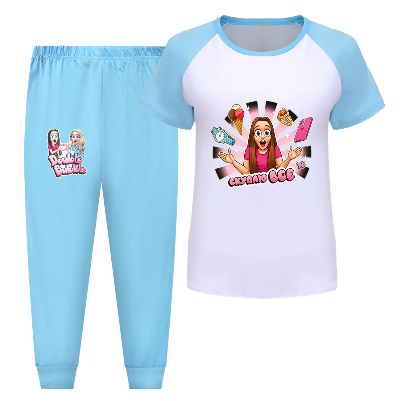 Tee & Shorts Active Set — 5822 Edition, Style 11 · Pants · Light Blue