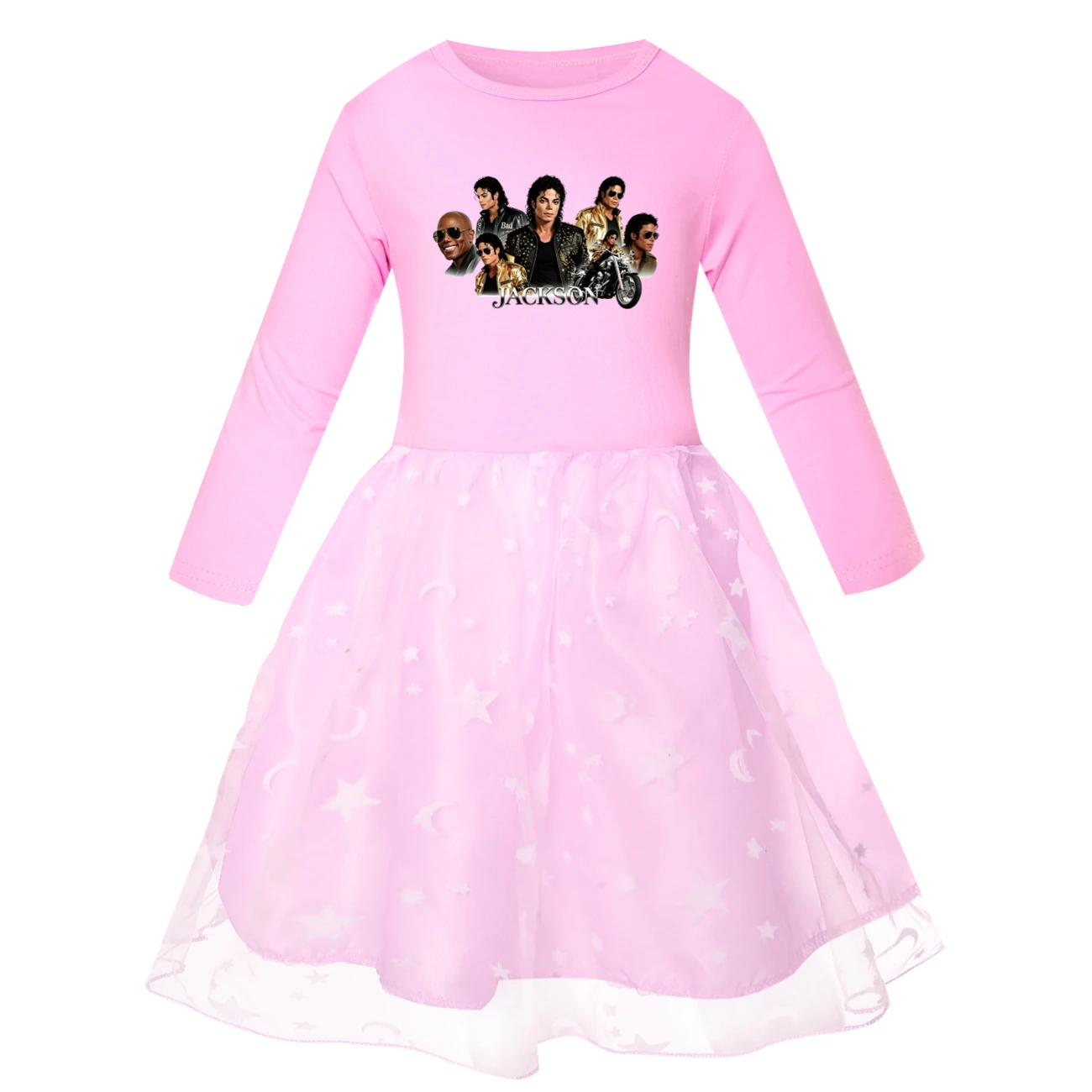 Girls’ Rainbow Tulle Dress — 5829 Edition, Style 04 · Star Tulle · Pink