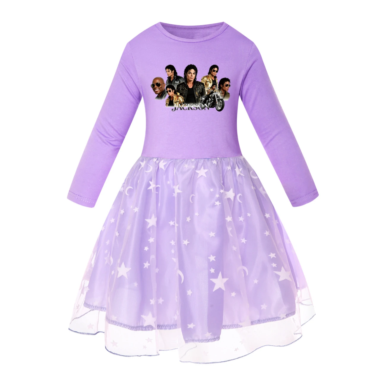 Girls’ Rainbow Tulle Dress — 5829 Edition, Style 06 · Star Tulle · Purple