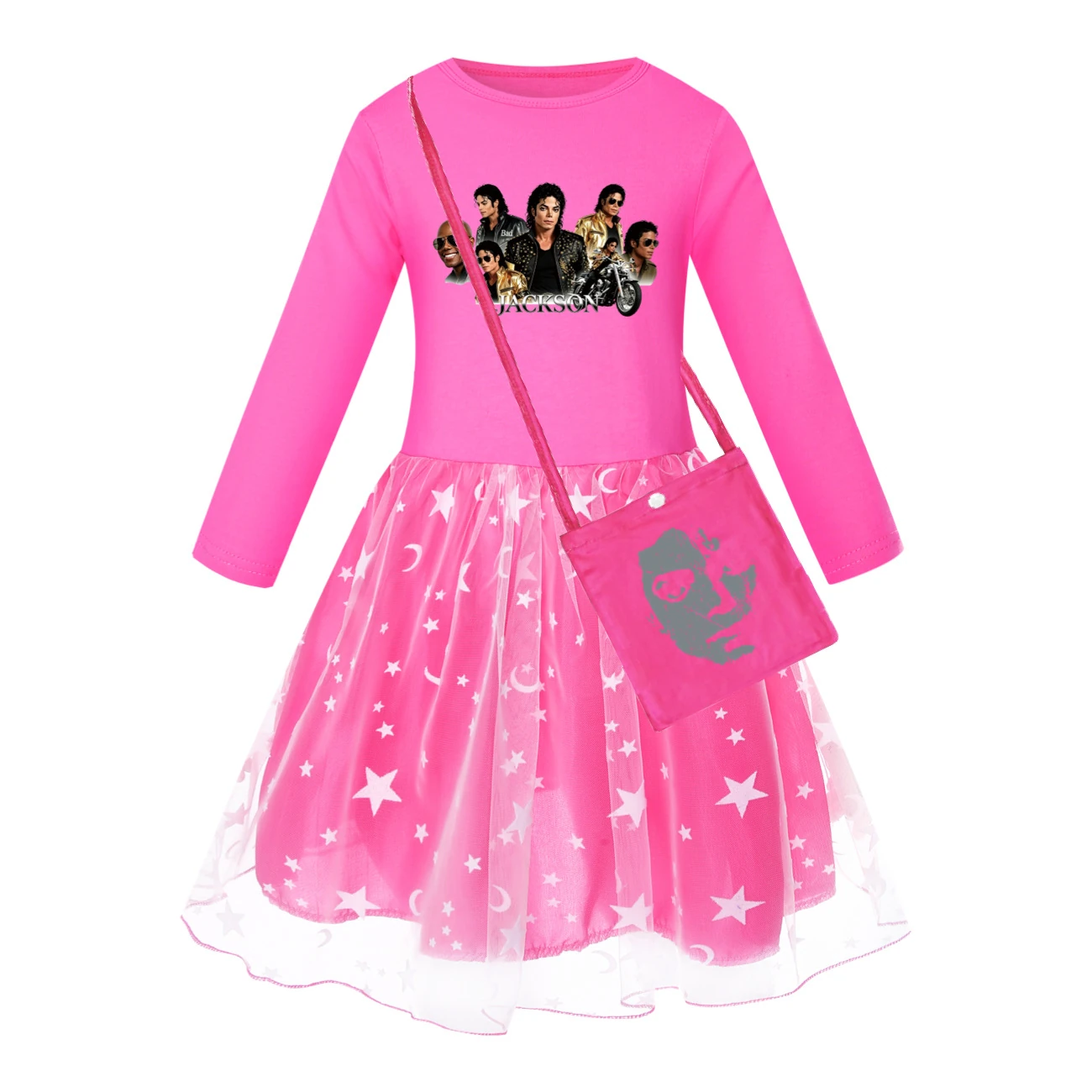 Girls’ Rainbow Tulle Dress — 5829 Edition, Style 08 · Star Tulle · with Bag · Rose