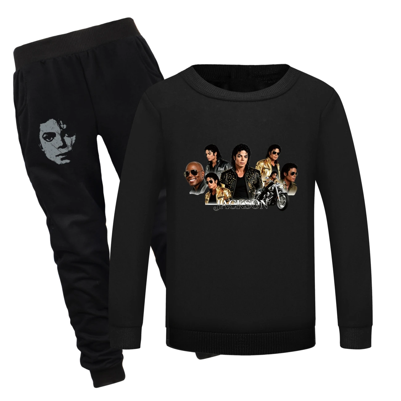 Kids’ Crewneck Sweatshirt & Jogger Set — 5829 Edition, Style 01 · Set · Black