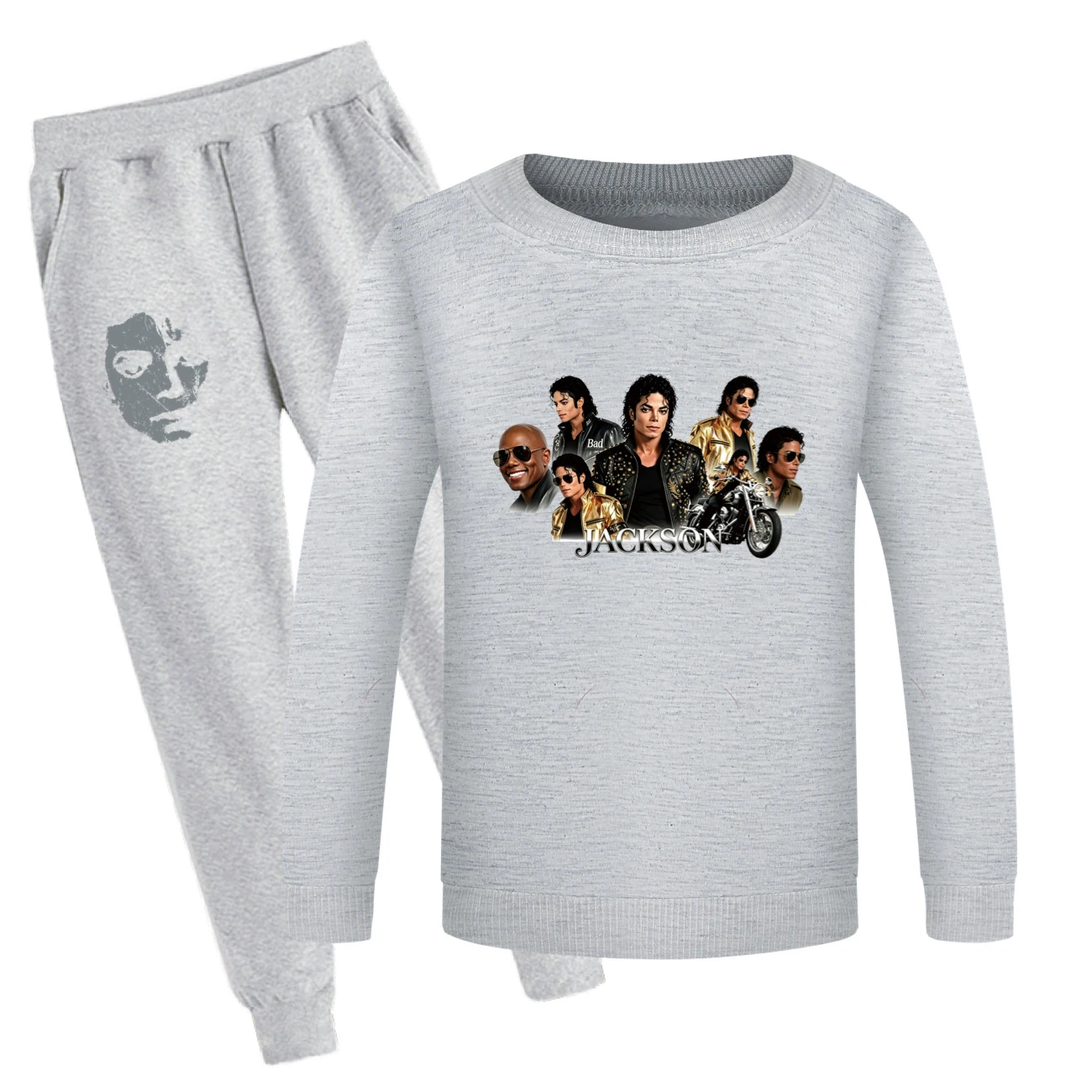 Kids’ Crewneck Sweatshirt & Jogger Set — 5829 Edition, Style 02 · Set · Grey