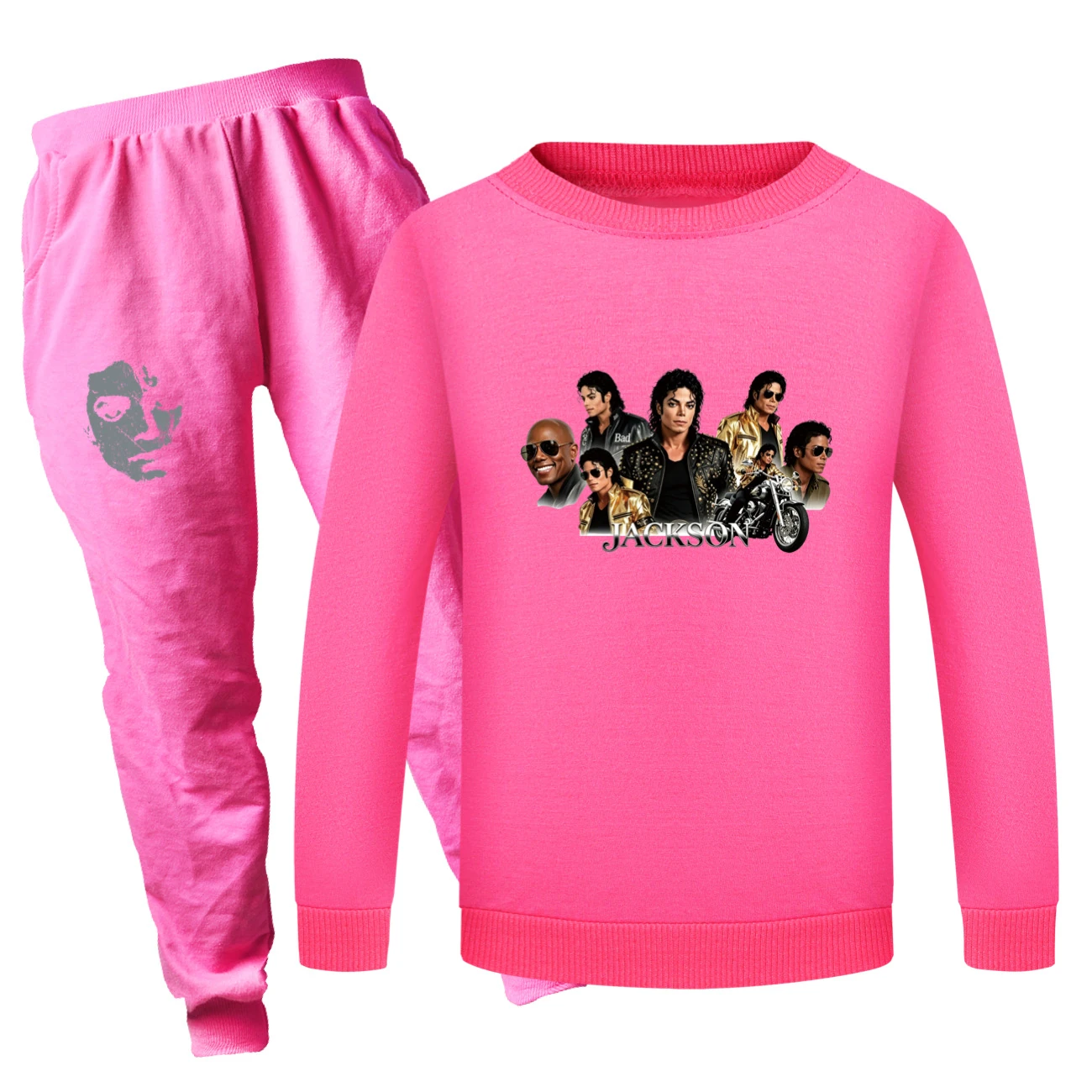 Kids’ Crewneck Sweatshirt & Jogger Set — 5829 Edition, Style 04 · Set · Rose