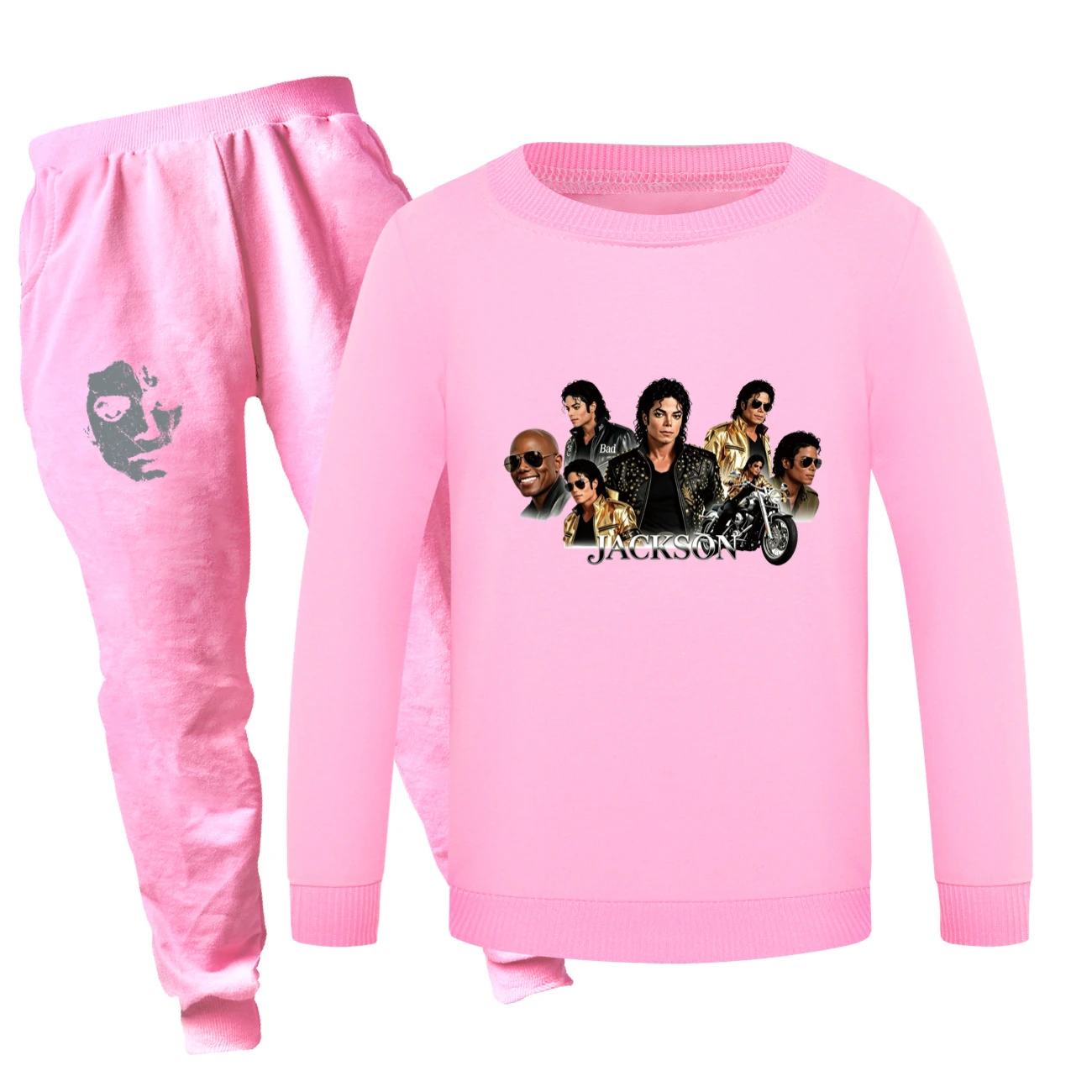 Kids’ Crewneck Sweatshirt & Jogger Set — 5829 Edition, Style 05 · Set · Pink