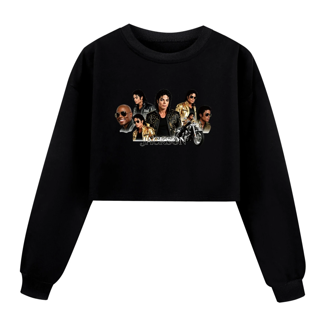 Girls’ Cropped Sweatshirt Set — 5829 Edition, Style 04 · Black