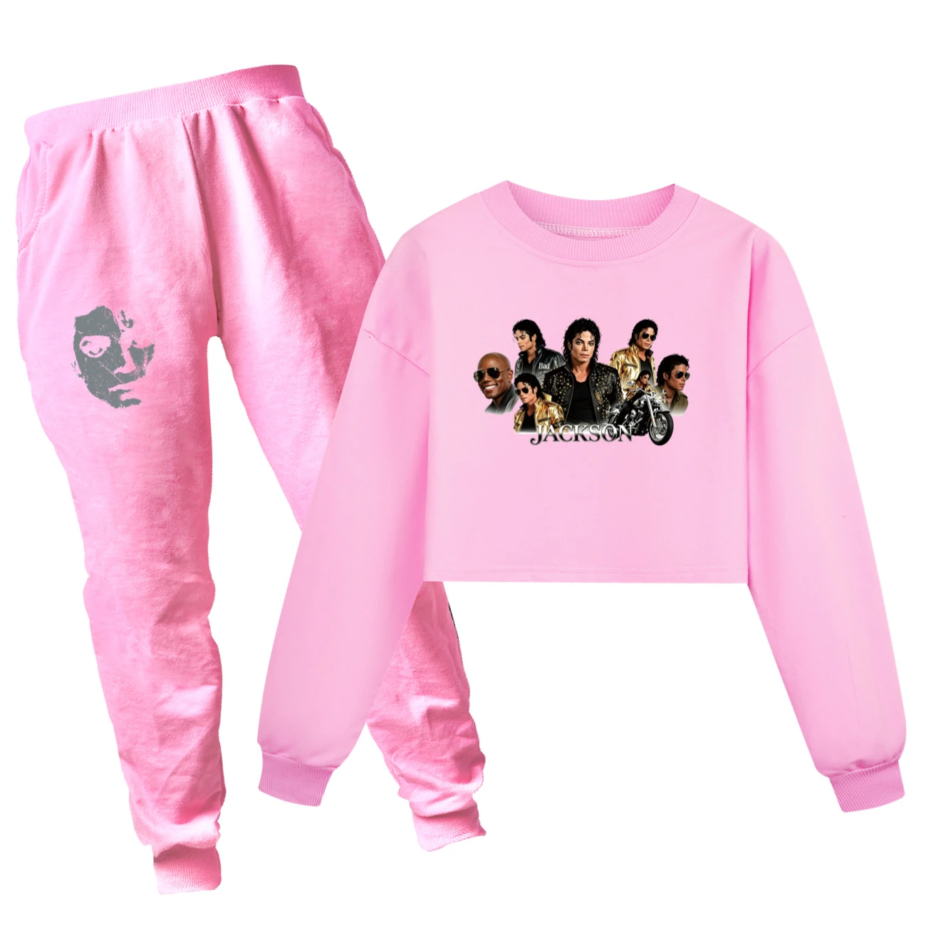 Girls’ Cropped Sweatshirt Set — 5829 Edition, Style 10 · Set · Pink